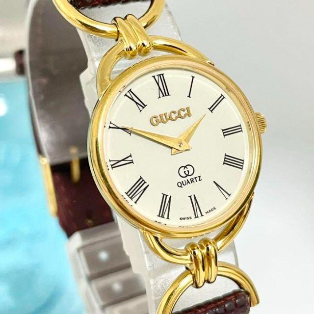 192 グッチ時計　レディース腕時計　アンティーク　希少　ローマ文字　純正ベルト