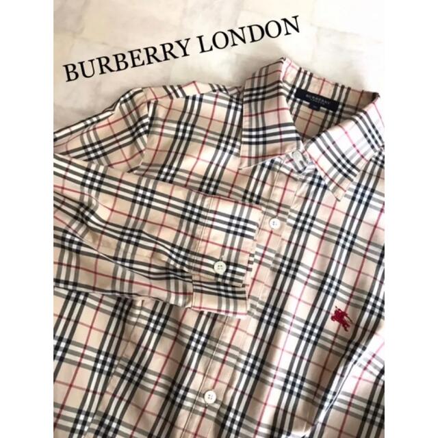 BURBERRY(バーバリー)のBURBERRY バーバリー ノバチェックシャツ　七分袖　ロゴ刺繍 レディースのトップス(シャツ/ブラウス(長袖/七分))の商品写真
