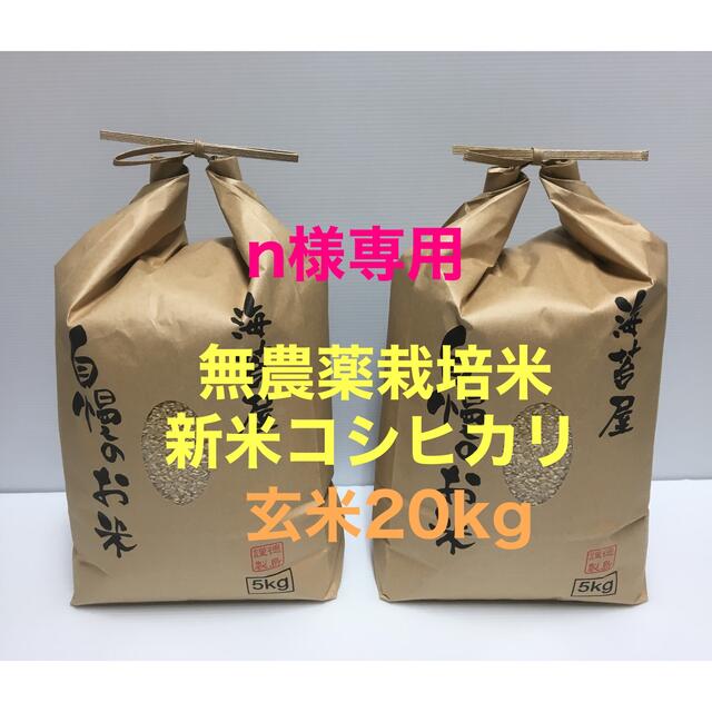 n様専用 新米 無農薬コシヒカリ玄米20kg(5kg×4)令和3年 徳島県産のサムネイル