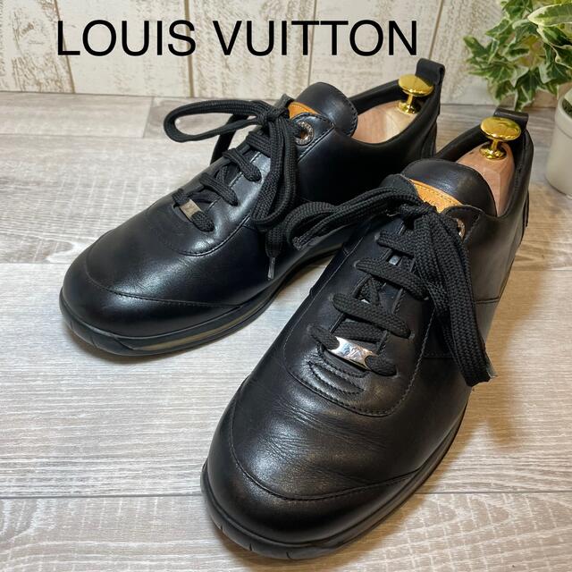 LOUIS VUITTON(ルイヴィトン)の【マモ様専用】LOUIS VUITTON 24.5レザーシューズ 黒 ブラック メンズの靴/シューズ(スニーカー)の商品写真