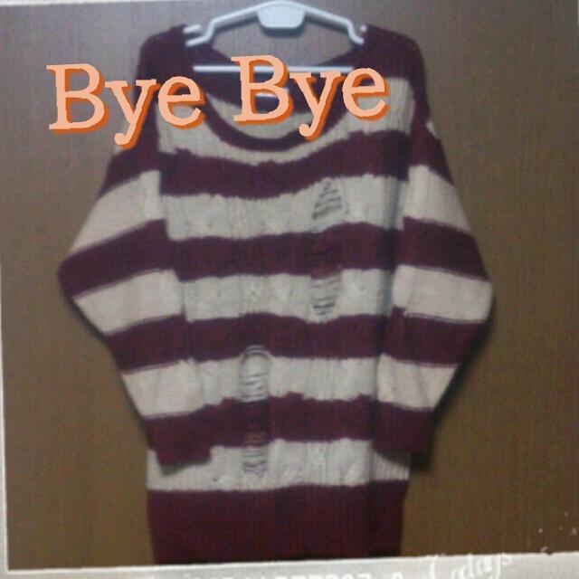 ByeBye(バイバイ)のByeBye♡ダメージボーダーニット レディースのワンピース(ミニワンピース)の商品写真