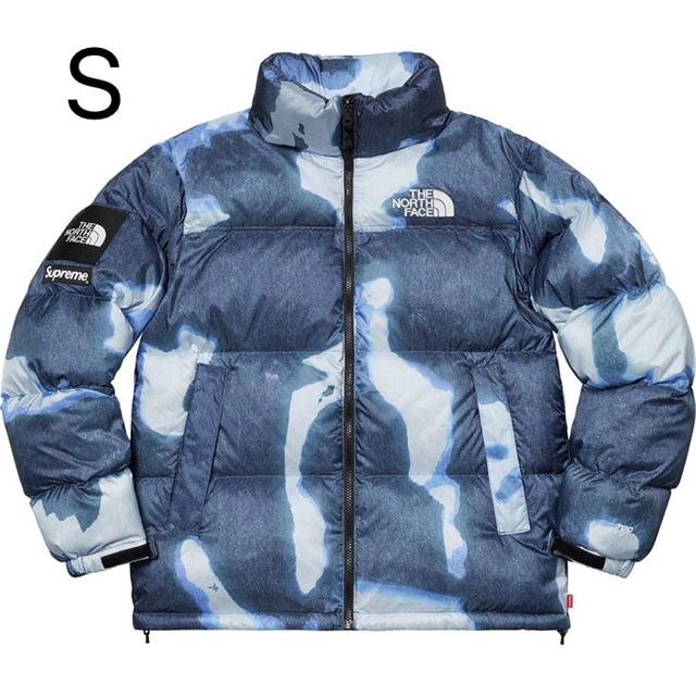 TNF Bleached Denim Print Nuptse Jacket