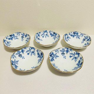 ノリタケ(Noritake)の⭐️ ノリタケ ブルーソレンティーノ 梅型 小鉢 揃え 5客 未使用品 ⭐️(食器)