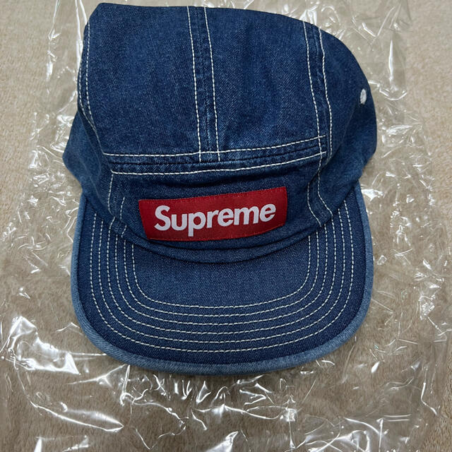 メンズsupreme contrast stitch denim camp cap