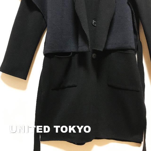 【UNITED TOKYO】2WAY ケープフード レイヤードニット コート 4