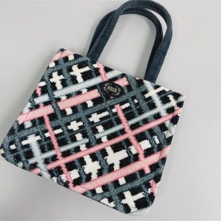 フェイラー(FEILER)のFeiler Bag ハンドバッグ　グレー色ピンクチェック(ハンドバッグ)