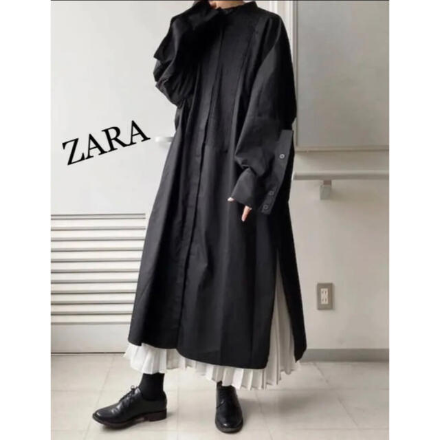 【美品】ZARA タック入りポプリンワンピース　人気完売品