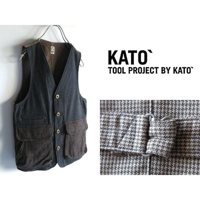 KATO`(カトー)のKATO' 千鳥格子切替 コットンウールツイード ハンティングベスト F レディースのトップス(ベスト/ジレ)の商品写真