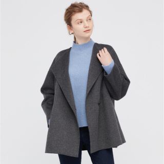 ユニクロ(UNIQLO)のUNIQLO ダブルフェイス　ショートコート　ダークグレー(その他)