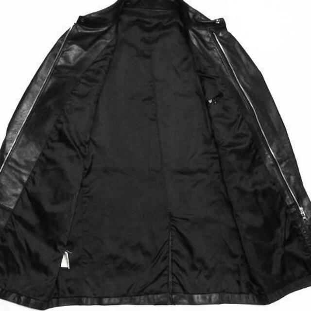 メンズ レザー ステンカラーコート F 黒 ロングコート 本革 ジャケット 本皮 メンズのジャケット/アウター(ステンカラーコート)の商品写真