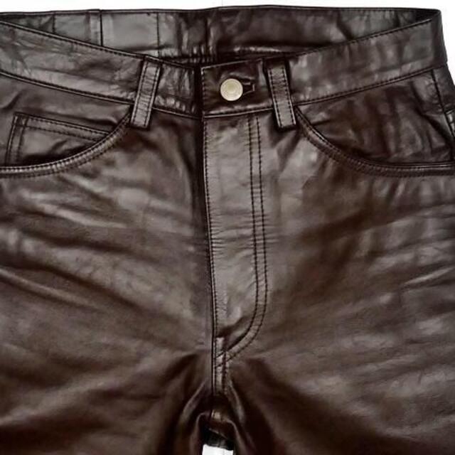 MEN'S BIGI - メンズビギ レザーパンツ メンズ W27位 茶 S バイク 革