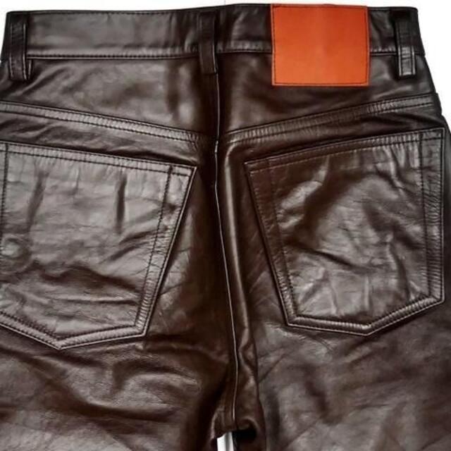 MEN'S BIGI - メンズビギ レザーパンツ メンズ W27位 茶 S バイク 革