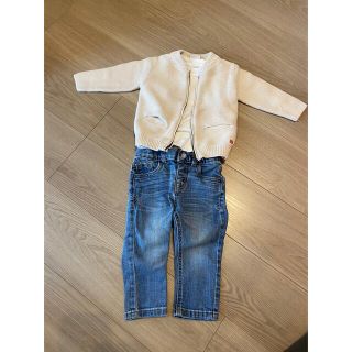 ザラキッズ(ZARA KIDS)の子供服一式　ZARAニットアウター、Cat&Jackデニム、CLASSIC白T(ジャケット/上着)