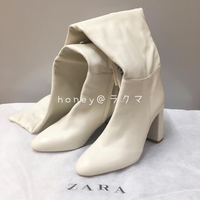 ZARA(ザラ)の新品　ZARA ロングブーツ　ニーハイブーツ　エクリュ レディースの靴/シューズ(ブーツ)の商品写真