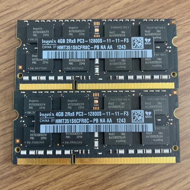 hynix PC3-12800S PCメモリ　4GB 2枚 スマホ/家電/カメラのPC/タブレット(PCパーツ)の商品写真