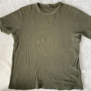 ユニクロ(UNIQLO)のUNIQLO ワッフル半袖　メンズLサイズ　カーキ　サーマル(Tシャツ/カットソー(半袖/袖なし))