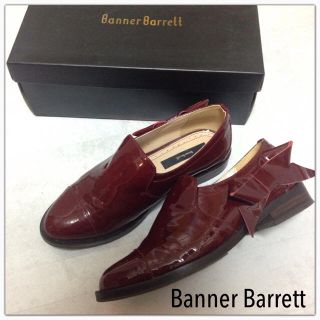 バナーバレット(Banner Barrett)の定価2.5万 バナーバレット 本革 エナメル リボン シューズ 36(ローファー/革靴)