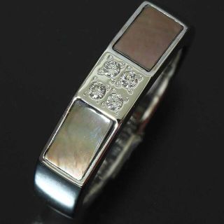 タサキ シェル リング ダイヤ0.05ct K14WG 12号D8718(リング(指輪))