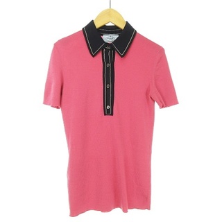 プラダ(PRADA)のニット セーター ポロシャツ ピンク ネイビー ITALY製 正規品 IBS17(ニット/セーター)