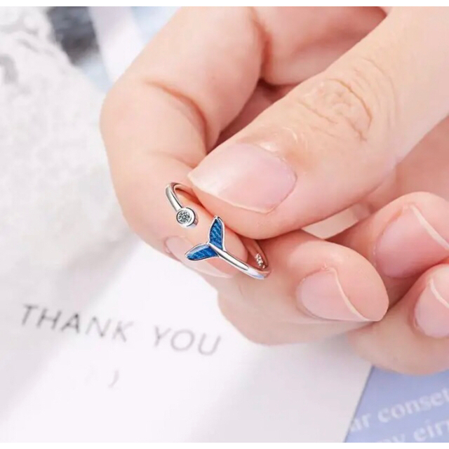 K02 5Aczダイヤモンド　マーメイド　人魚のリング　シルバー　フリーサイズ レディースのアクセサリー(リング(指輪))の商品写真