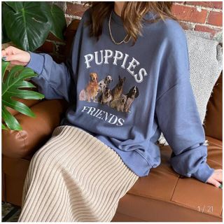 ディーホリック(dholic)のnugu puppies friends sweatshirt ドッグプリント(トレーナー/スウェット)