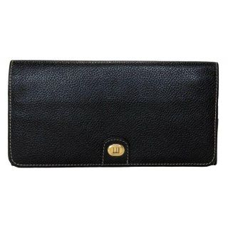 ダンヒル(Dunhill)のダンヒル 長財布 ブラック 財布 黒 メンズ 本革 型押し レザー 美品(長財布)