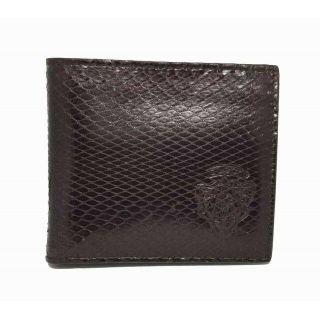 グッチ(Gucci)の美品 グッチ パイソン 財布 二つ折り メンズ ダークブラウン 茶色 クレスト(長財布)