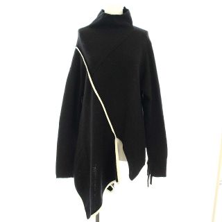 ヨウジヤマモト(Yohji Yamamoto)のヨウジヤマモト 21年 ニット 変形 ハイネック アシンメトリー 黒 セーター(ニット/セーター)