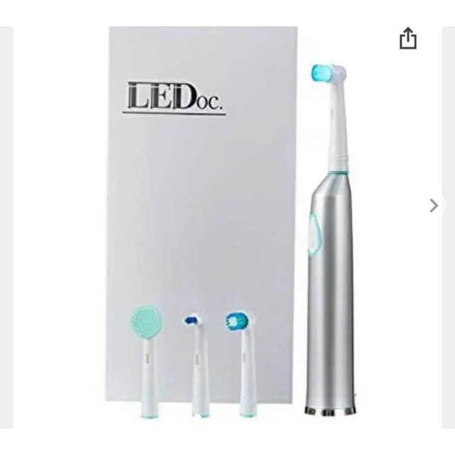 美容/健康青色　LED 電動歯ブラシ　本体＋ブラシヘッド4種類&替え磨きブラシセット