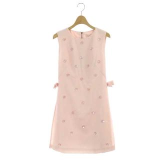 テッドベイカー(TED BAKER)のテッドベーカー 花装飾 ノースリーブ ワンピース ひざ丈 タイト 0 ピンク(ひざ丈ワンピース)