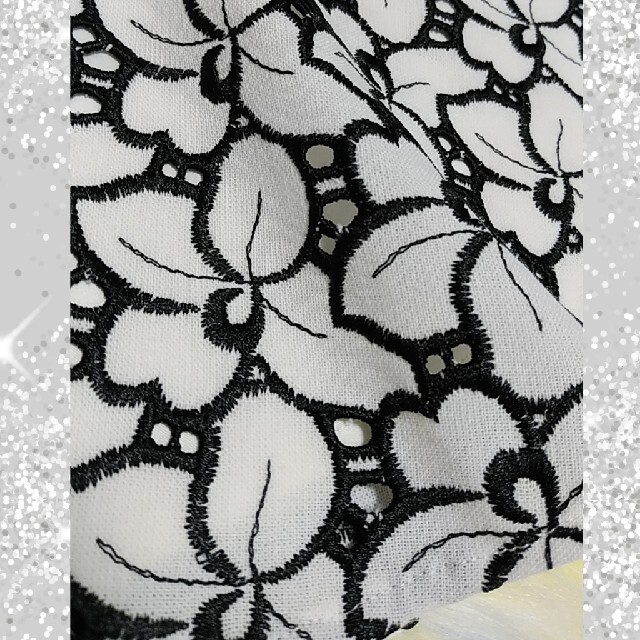ef-de(エフデ)の売約★XL：(17) 刺繍スカート／エフデ★極美品★ホワイト＆ブラック レディースのスカート(ひざ丈スカート)の商品写真