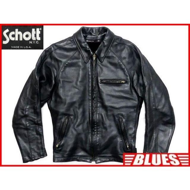 Schott ショット レザーライダースジャケット 34 XS 黒 X4410古着屋BLUES