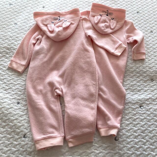 babyGAP(ベビーギャップ)のピンクのウサギさんカバーオール・2枚セット キッズ/ベビー/マタニティのベビー服(~85cm)(カバーオール)の商品写真
