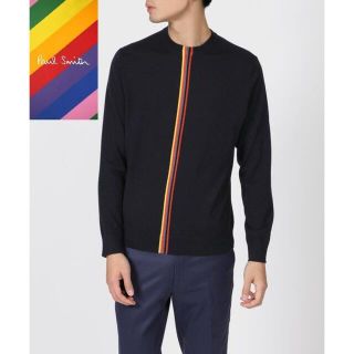 ポールスミス(Paul Smith)の新品☆Paul Smith マルチストライプ クルーネックニット☆黒☆L(ニット/セーター)