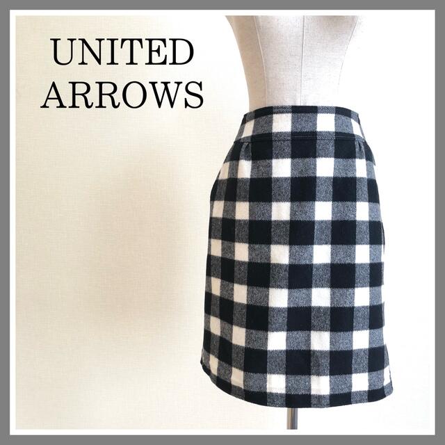 UNITED ARROWS(ユナイテッドアローズ)の【人気ブランド】ユナイテッドアローズ　スカート　チェック　ブラック　ホワイト　冬 レディースのスカート(ひざ丈スカート)の商品写真