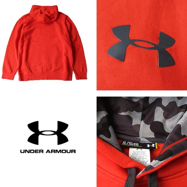 UNDER ARMOUR(アンダーアーマー)の美品 XL アンダーアーマー メンズ 裏起毛パーカー レッド メンズのトップス(パーカー)の商品写真