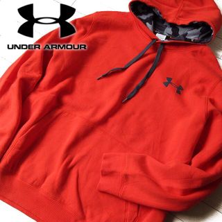 アンダーアーマー(UNDER ARMOUR)の美品 XL アンダーアーマー メンズ 裏起毛パーカー レッド(パーカー)