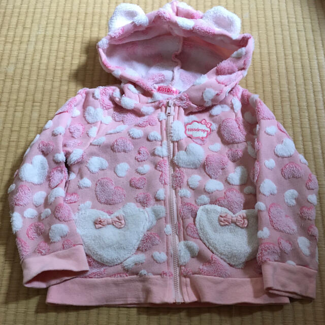 キスドロップ　くま耳　パーカー110 キッズ/ベビー/マタニティのキッズ服女の子用(90cm~)(Tシャツ/カットソー)の商品写真