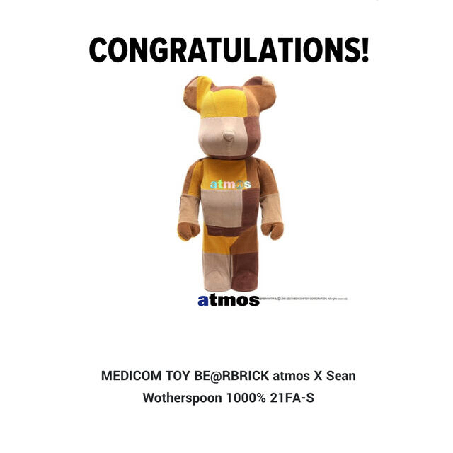 BE@RBRICK atmos X Sean Wotherspoon 1000%ベアブリック