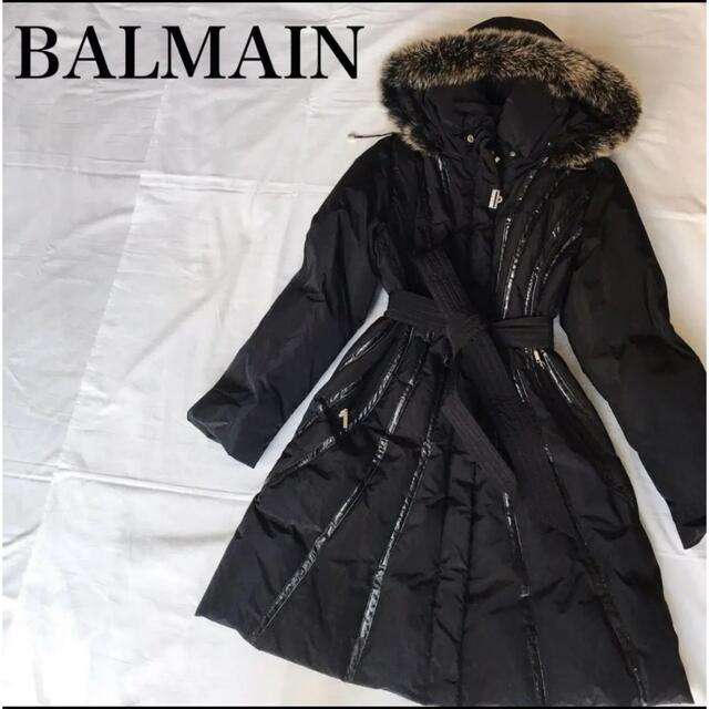 BALMAIN - 【美品】バルマン BALMAIN コート ダウンコート ブラック【送料無料】