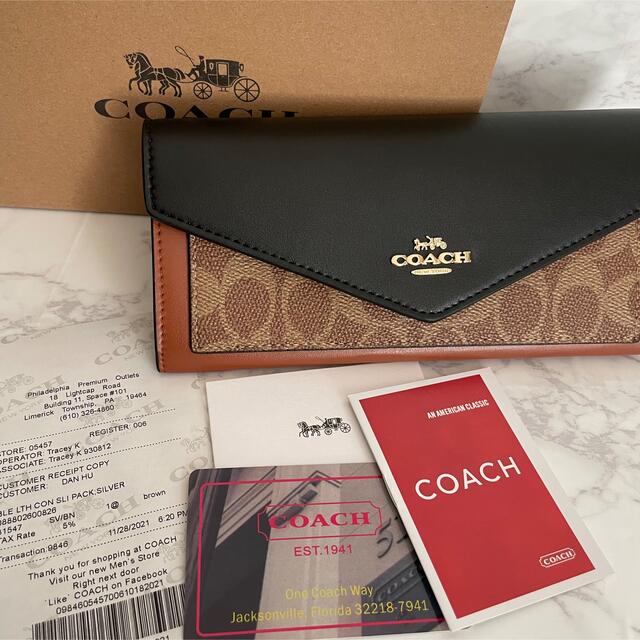 激安特価品 COACH コーチ F31547 二つ折り長財布 ブラック×ブラウン