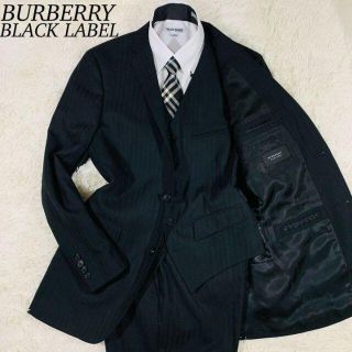 バーバリーブラックレーベル(BURBERRY BLACK LABEL)の【美品】バーバリーブラックレーベル 3ピース セットアップ シングル 黒 L(セットアップ)