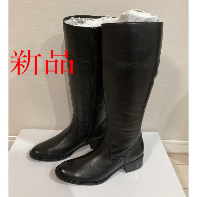 ing（イング）23.5cm ロングブーツ 黒 レザー 新品 - 靴/シューズ