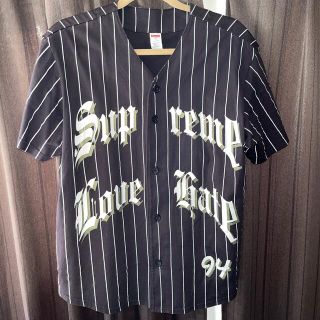 Supreme ベースボールシャツ　黒S