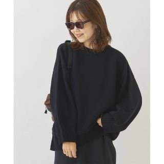 プラージュ(Plage)の新品 21AW プラージュ ファインウールワイドクループルオーバー ブラック(ニット/セーター)