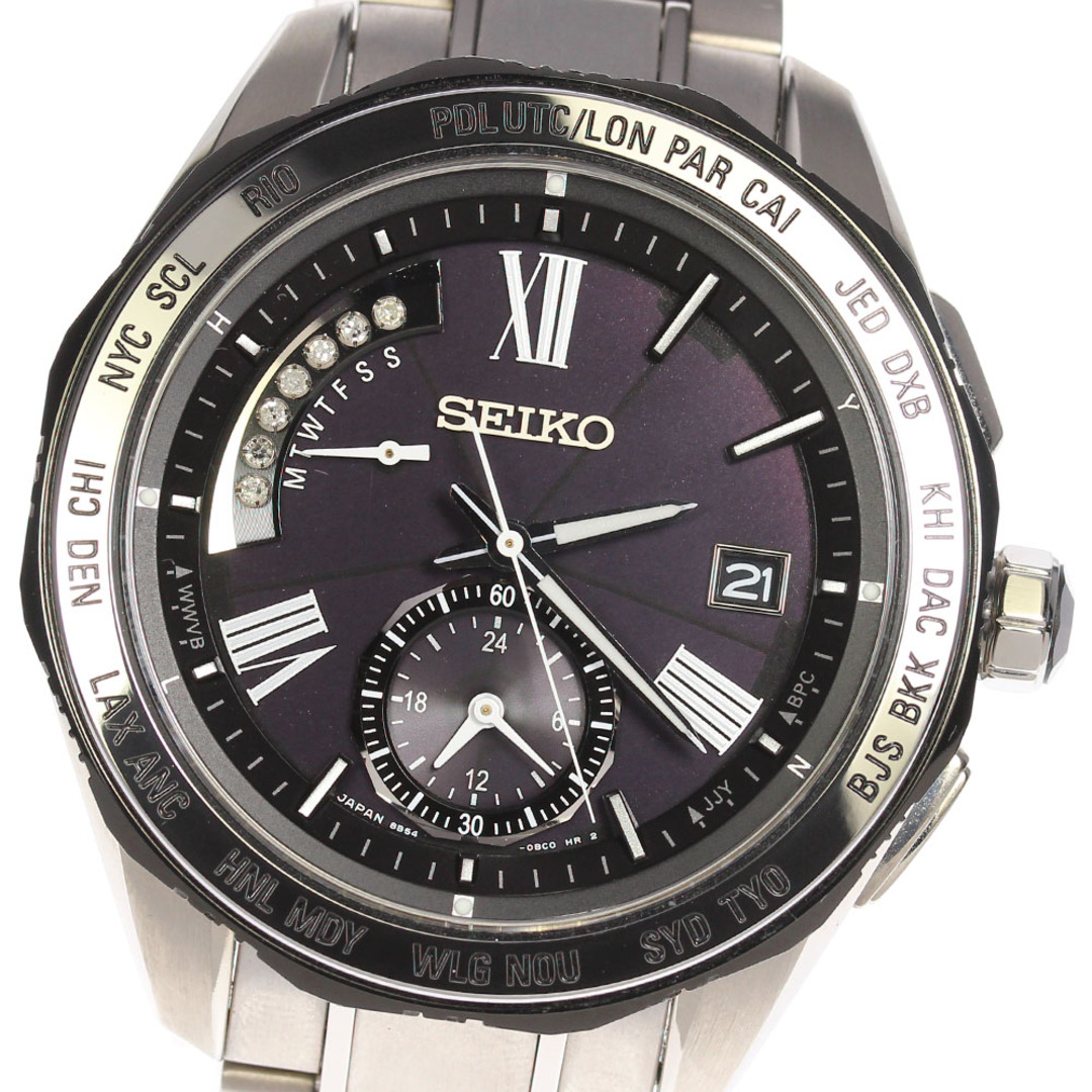 ☆美品★箱付き【SEIKO】セイコー ブライツ デイト SAGA185/8B54-0BG0 ソーラー電波 メンズ【ev20】