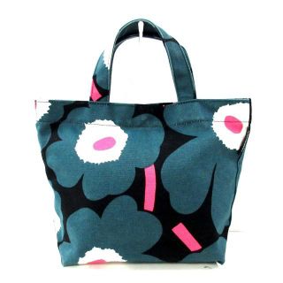 マリメッコ(marimekko)のマリメッコ ハンドバッグ 黒×グリーン(ハンドバッグ)