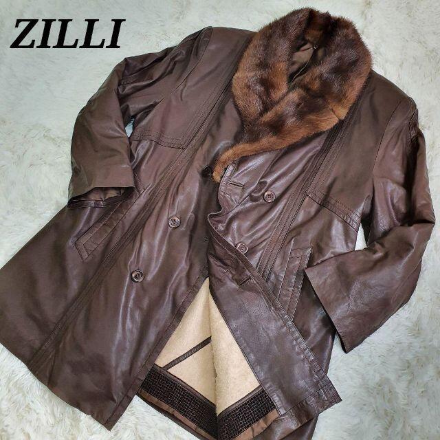 ZILLI レザージャケット 毛皮ファー 裏地カシミヤ100% フランス製メンズ