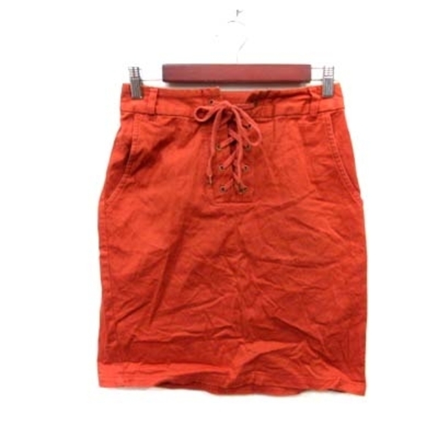w closet(ダブルクローゼット)のダブルクローゼット タイトスカート ひざ丈 レースアップ F 茶 ブラウン  レディースのスカート(ひざ丈スカート)の商品写真