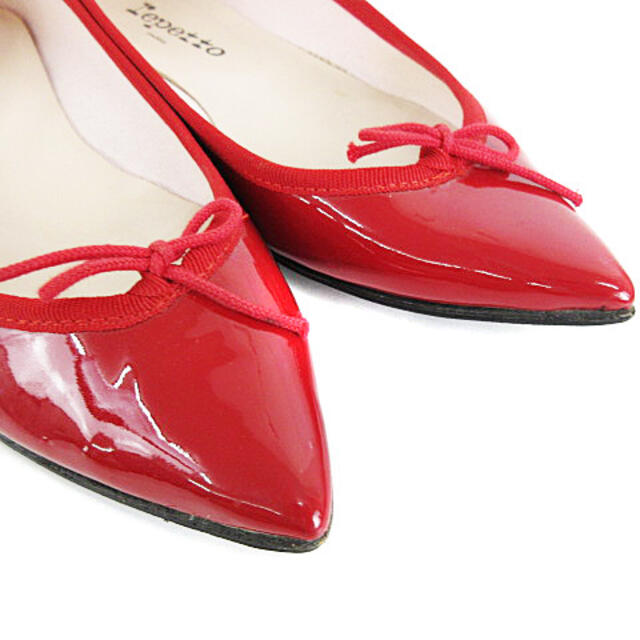 repetto(レペット)のレペット パンプス エナメル リボン フラット ポインテッドトゥ レッド 37 レディースの靴/シューズ(ハイヒール/パンプス)の商品写真